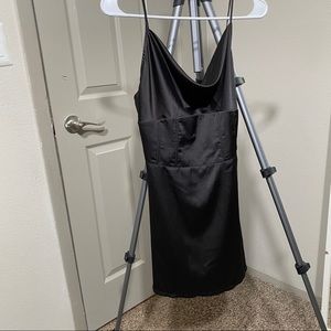 Silky black mini dress